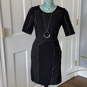 BCBG Max Azria Gold Studded Little Black Dress